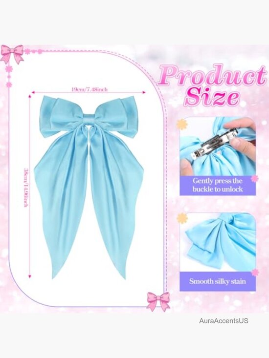 31 Pcs Large Satin Hair Bows with Clips for Thick Thin Hair